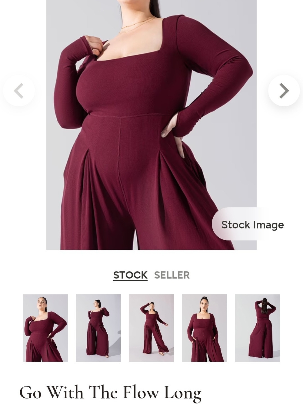 POPFLEX Deep Burgundy Wide-Leg Jumpsuit